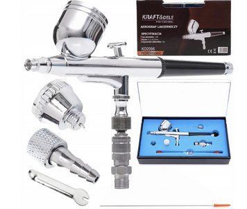 Прецизійний аерограф 0.2 мм і 0.3 мм Kraft&Dele KD2096 для художнього розпису, ретуші та дизайну KD2096 фото