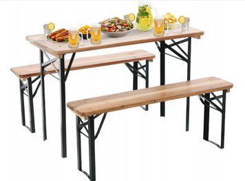 Комплект складних садових меблів Garden Line MEB0780 дерев'яний стіл та 2 лавки MEB0780 фото