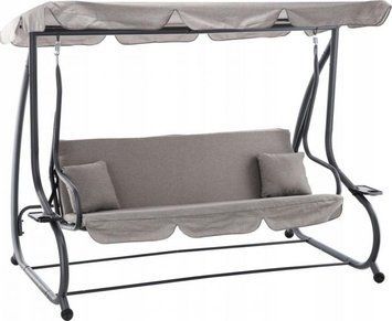 Гойдалка садова GardenLine KRE3095 сіра 210x120x170 см з навісом для літнього відпочинку KRE3095 фото