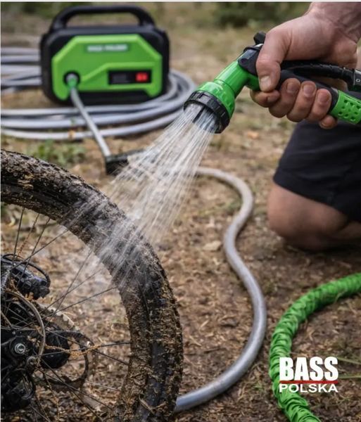 Портативна водяна помпа Bass Polska 21V &mdash; акумуляторна, зі шлангом 10 м, для поливу та перекачування води 8117 фото