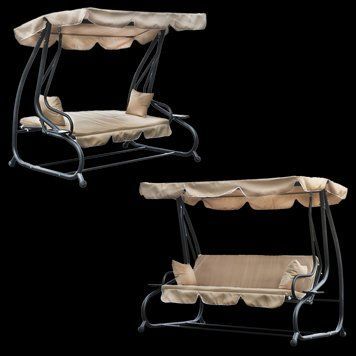 Гойдалка садова GardenLine KRE0759 бежева 210x120x170 см з навісом для літнього відпочинку KRE0759 фото