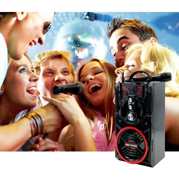 Портативна Bluetooth колонка з радіо та мікрофоном для караоке та пультом ДУ Bass Polska 5941 5941 фото