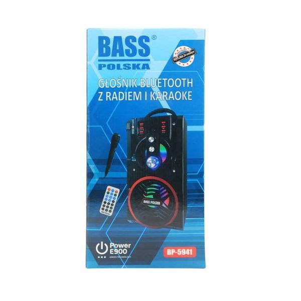 Портативна Bluetooth колонка з радіо та мікрофоном для караоке та пультом ДУ Bass Polska 5941 5941 фото