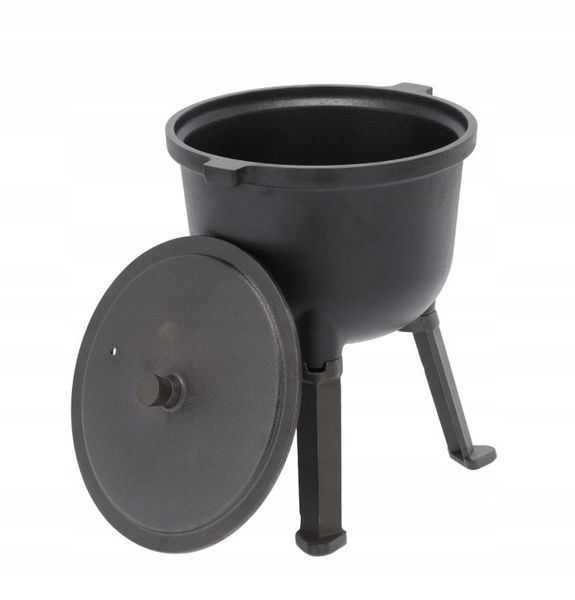 Чавунний казанок на ніжках з ручкою для перенесення Garden Line BBQ3727 11 л Сірий BBQ3727 фото