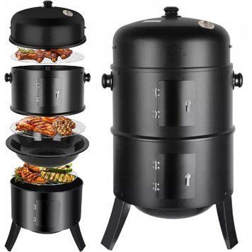 Багатофункціональний гриль, коптильня, мангал 3 в 1 40x84см Garden Line BBQ5306 Чорний BBQ5306 фото