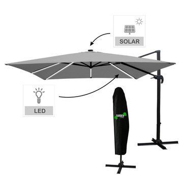 Садова парасоля з чохлом і LED підсвідкою Garden Line GAO1572 ROMA 300х400 см Сіра GAO1572 фото
