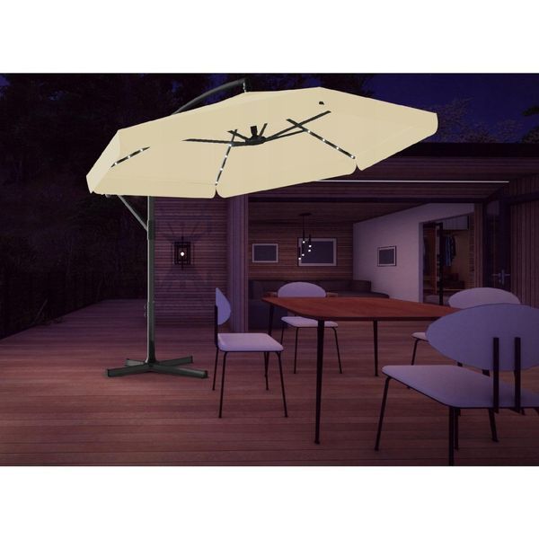 Садова парасоля 300 см з чохлом і LED підсвіткою Garden Line GAO1503 BANANA бежева GAO1503 фото